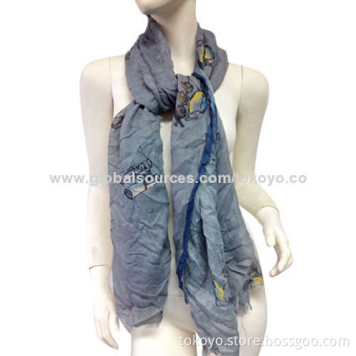 Digital printed scarf with any color, pattern, viscose, modal base, sized 180*70+1.5cm self fringe